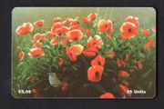 1997 Isle of Man UK5/ 55 units Poppies In Scarlet 0 Dunnock (Siemens - S30 (Module 34)) Phone Card.