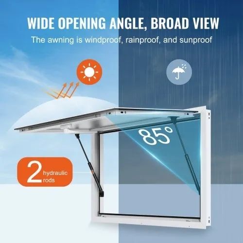 Concession Window for Food Truck, 48"x36" Aluminum Alloy Food Truck Service Window, Up to 85 Degrees Stand Serving Window