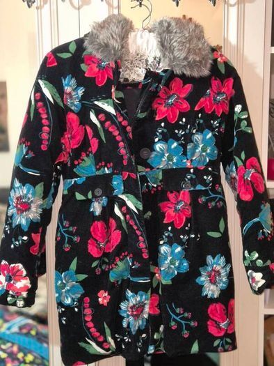 Stunning Catimini Designer Floral Winter Coat, Age 11/12 154cm A,V
