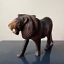 Vintage Wooden Lion Sculpture Image 2