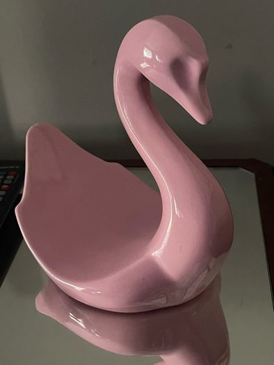 80s retro ceramic swan guest towel or napkin holder