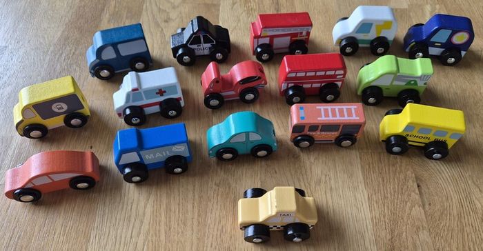 Wooden toy vehicles X 16
