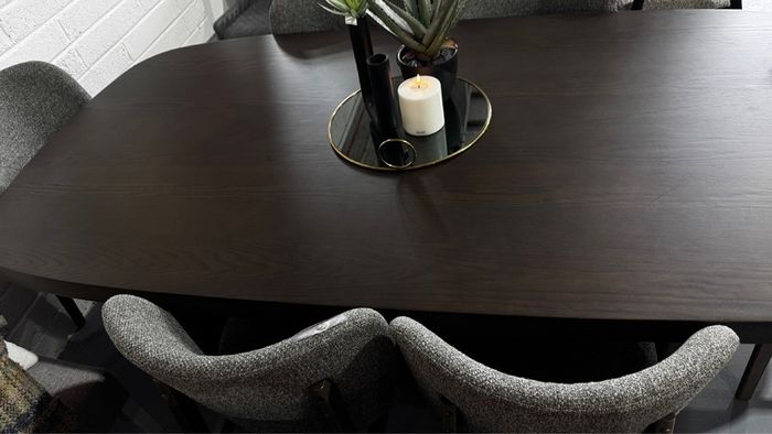 Dark Brown Oak Dining table 210cm Ex Display Like New