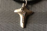 Jeweled Sterling Silver Cross