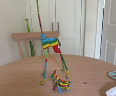 Hand beaded giraffe and elephant