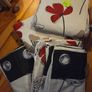 Floral Eyelet Curtains. Red, Grey & Black. 2 Matching Pairs Image 5
