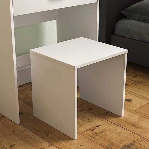 Dressing Table Isla 1 Drawer Mirror & Stool Bedroom Set Makeup Vanity Cosmetics Storage Desk Dresser Furniture White (FREE SHIPPING)