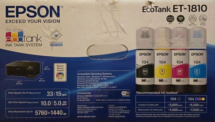 Epson EcoTank ET-1810 Wi-Fi Colour Printer