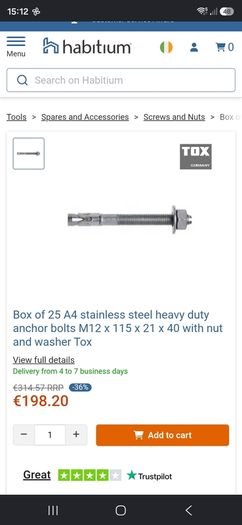 m12 Anchor Bolts