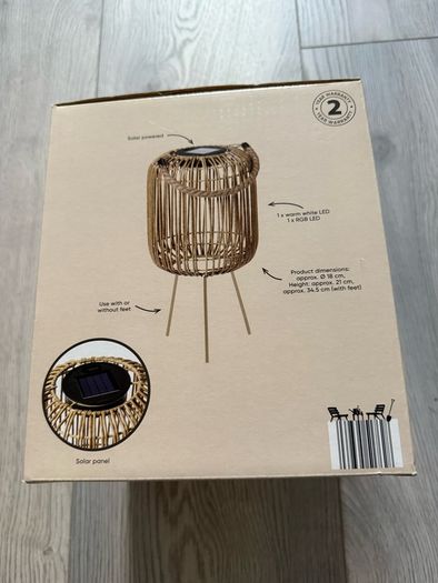 Garden Bright Solar Wickerwork Lantern (Warm White & RGB LED)