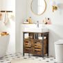 Under-Sink Bathroom Cabinet 60 x 30 x 60 cm Steel Frame Storage Cabinet Cabinet with 2 Slat Doors and Adjustable Shelf Vintage Brown/Black Image 2