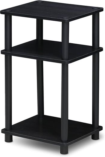 Just 3-Tier Turn-N-Tube End Table, Side Table, Nightstand, Americano/Black