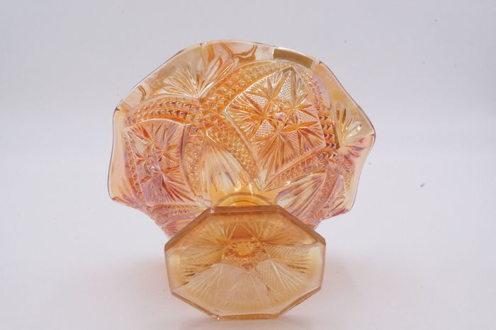 Orange Marigold Carnival Glass Candy Dish
