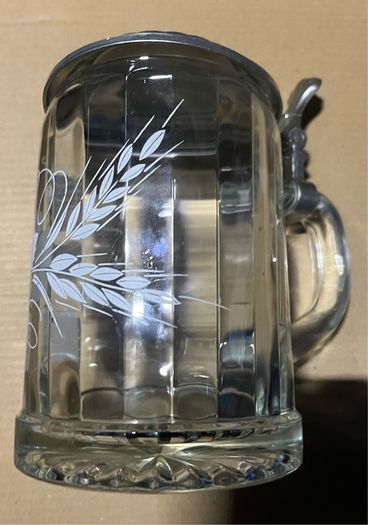 RARE Vintage ALWE German Beer Lidded Stein Heavy Glass Mug Cup Tankard