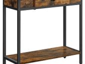 _Console Table, 2 Tier Entrance Table, with Chipboard Drawer and Shelf, 70 x 30 x 70 cm, Steel Frame, Industrial Style, Rustic Brown and Black