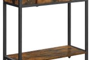 _Console Table, 2 Tier Entrance Table, with Chipboard Drawer and Shelf, 70 x 30 x 70 cm, Steel Frame, Industrial Style, Rustic Brown and Black