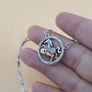 925 Sterling Silver Horse Pendant Necklace Round CZ Stone Circle Design Jewelry Image 7