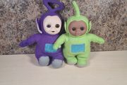 Vintage Teletubbies TINKY WINKY AND DIPSY soft toys plush olushies teddy BBC 1996