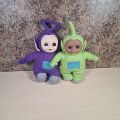 Vintage Teletubbies TINKY WINKY AND DIPSY soft toys plush olushies teddy BBC 1996