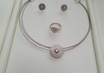 Sterling silver set of Ring, earrings and chain.