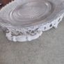 VINTAGE ANTIQUE Molded engraved crystal centerpiece resting on a two handled painted white metal patinated base.  Condition report:  Good condition Image 5