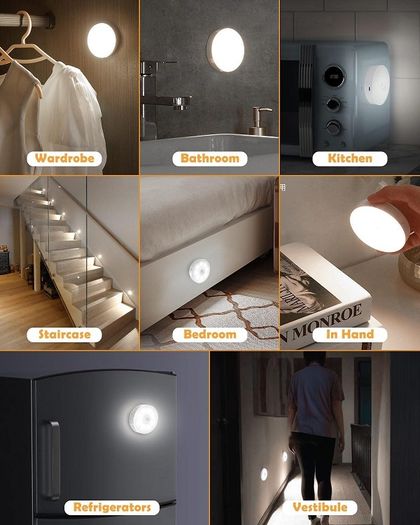 6 Motion Sensor Lights Indoor Cool White (Magnetic / USB Charging)