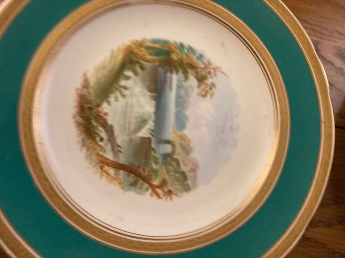 Price drop hand painted  Irish scenes of Ireland vintage  Rare set of Victorian hand painted dessert plates Irish landscape scenes