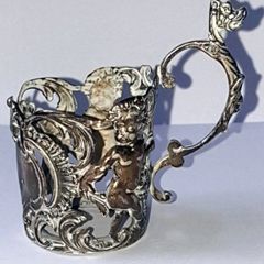Solid Sterling Silver Spirit Cup Holder/Cert