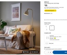 IKEA Rodflik floor reading lamp - light beige