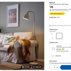 IKEA Rodflik floor reading lamp - light beige