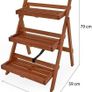 Solid Acacia Wood Flower Stand Plant Stand Flower Stairs Plant Stairs Flower Shelf Flower Bench Garden Shelf 3 Levels Image 3