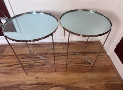 Silver Mirrored Side Tables
