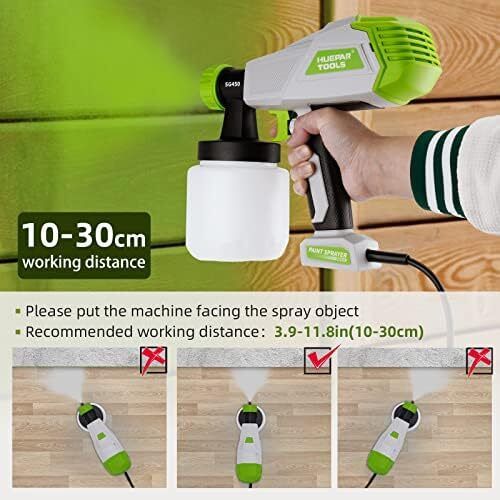 Paint Sprayer, HVLP Electric Spray Gun (800ml/3 Metal Nozzles/3 Patterns), Easy Spraying and Cleaning, for Home Interior and Exterior Walls, Ceiling, Cabinet, Fence, Chair