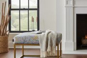 Metal frame pouffe ottoman with seat