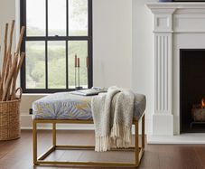 Metal frame pouffe ottoman with seat