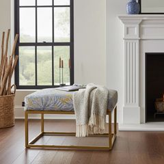 Metal frame pouffe ottoman with seat