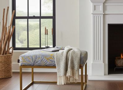 Metal frame pouffe ottoman with seat
