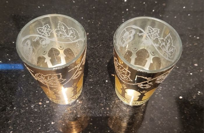 Pair of vintage Moroccan tea glasses