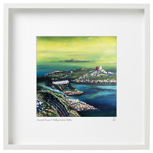 Low Cloud on Dalkey Island and Sorrento Terrace, LARGE framed print by Helen Mathews