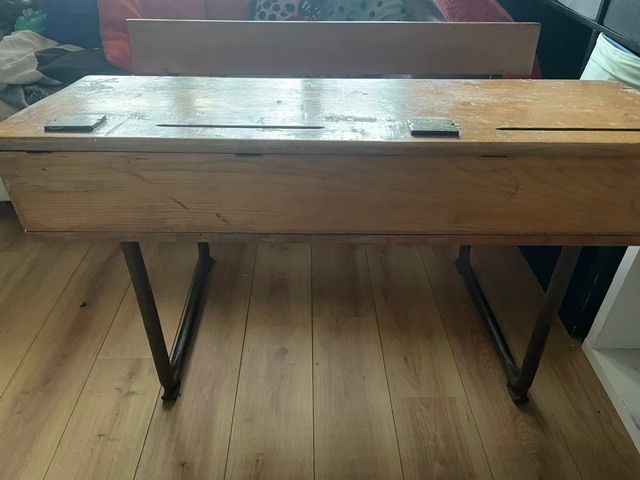 Vintage double school desk and chair