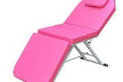 Portable Massage Bed With 3-Section Foldable Beauty Couch for Therapy Treatment Salon And Headrest Support Pink
