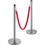 Retractable Silver Round Top Queue Control Barrier Posts Stands Security Stanchion Rope Divider with 1.5M Red Rope Crowd Control Barrier Silver Round top Column Image 8