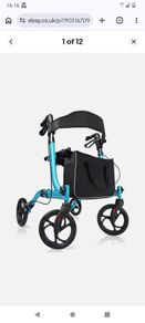 New can post Folding Aluminium Mobility Aid Rollator Walker with 4 Wheels