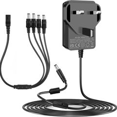 Security Camera Power Supply, 12V 2A Power Supply for 12Vdc CCTV Camera Home Security Camera DVR/NVR/HVR (Analog AHD IP) Surveillance System Monitoring Camera with 4 Split Power Cable