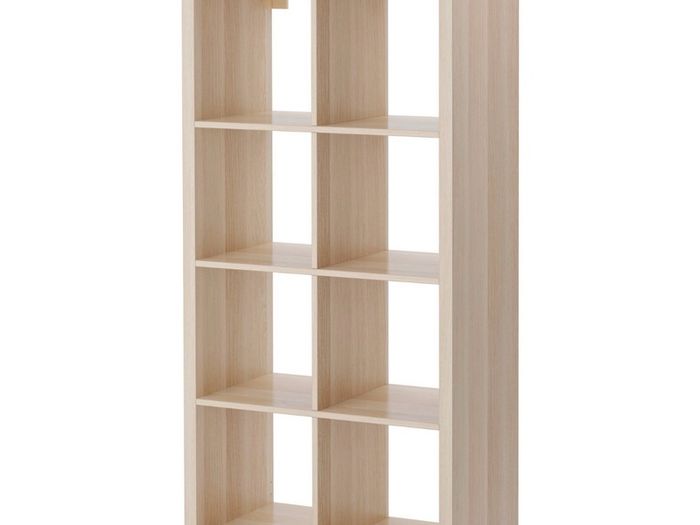 White shelf for swap with Kallax unit in Oak color