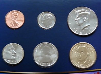 USA sealed BUNC certificated coins set incl JFK Half & George Washington Dollar