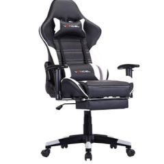 Ergonomic Gaming Chair, Computer Desk Chair Racing Design with Wide Back Cushion, Extendible Footrest in Waist Area Simply Connect to PC