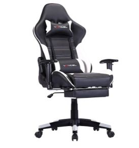 Ergonomic Gaming Chair, Computer Desk Chair Racing Design with Wide Back Cushion, Extendible Footrest in Waist Area Simply Connect to PC