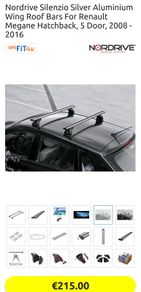 Roof Bars Renault Megane mk3 hatchback