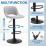 Bar Stools Set of 2 Modern Breakfast Barstools, Adjustable Swivel Counter Height Bar Chairs Faux Leather Upholstered Counter Stools with Hollow Back for Kitchen Island, Grey Image 4